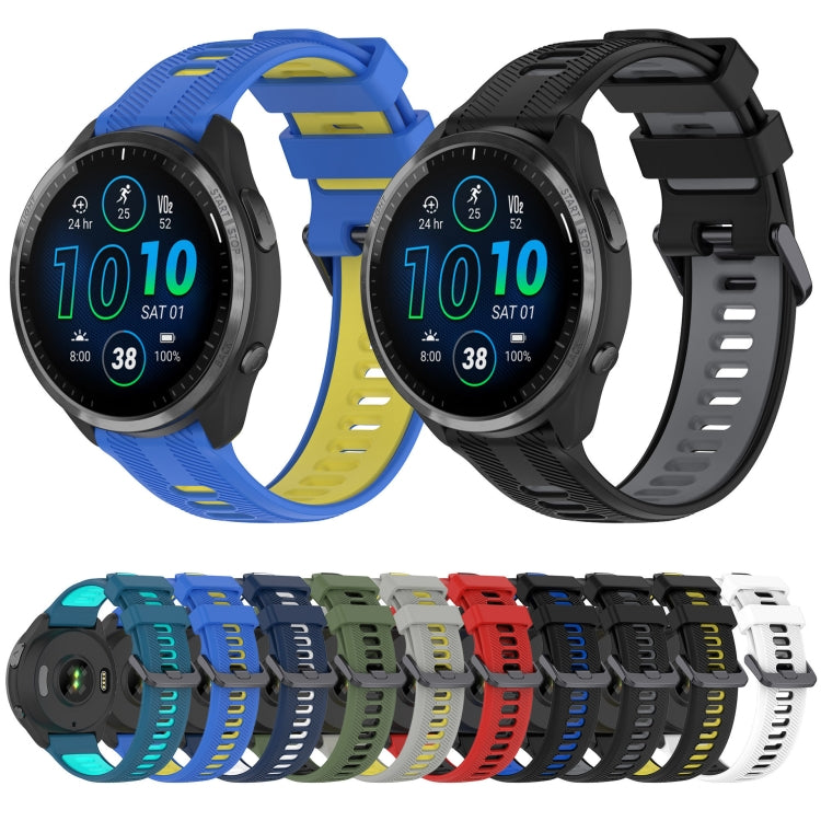 For Garmin Fenix 6 Solar Sports Two-Color Silicone Watch Band(Blue+Teal) - Watch Bands by buy2fix | Online Shopping UK | buy2fix