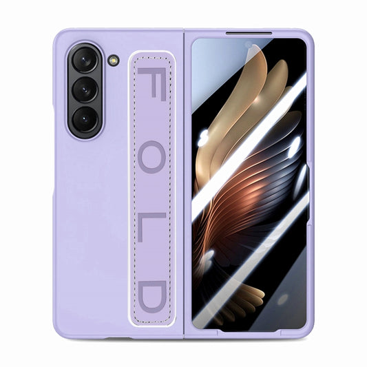 For   Samsung   Galaxy Z Fold5  5G Integrated Wristband Genuine Leather Phone Case(Purple) - Galaxy Z Fold5 Cases by buy2fix | Online Shopping UK | buy2fix