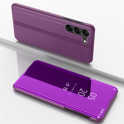 For Samsung Galaxy S24 5G Plated Mirror Horizontal Flip Leather Phone Case with Holder(Purple) - Galaxy S24 5G Cases by buy2fix | Online Shopping UK | buy2fix