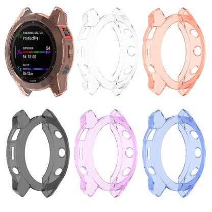 For Garmin Fenix 7 Pro Half-Package TPU Watch Protective Case(Transparent Black) - Watch Cases by buy2fix | Online Shopping UK | buy2fix
