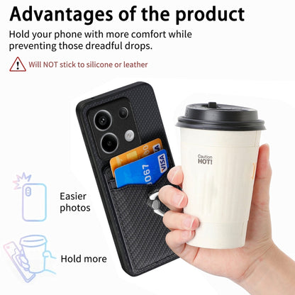 For Xiaomi Redmi Note 13 Pro+ Carbon Fiber Card Wallet Ring Holder Phone Case(Black) - Note 13 Pro+ Cases by buy2fix | Online Shopping UK | buy2fix