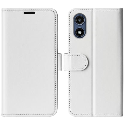 For Motorola Moto G Play 2024 R64 Texture Horizontal Flip Leather Phone Case(White) - Motorola Cases by buy2fix | Online Shopping UK | buy2fix