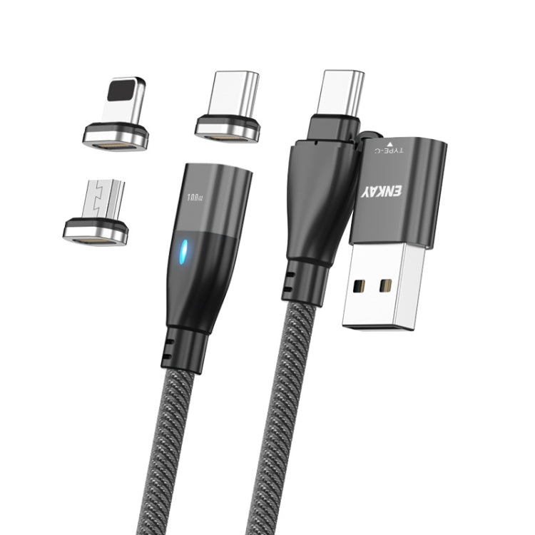 ENKAY 6-in-1 PD100W USB-A / Type-C to Type-C / 8 Pin / Micro USB Magnetic Fast Charging Cable, Cable Length:1m(Black) - Charging Cable & Head by ENKAY | Online Shopping UK | buy2fix