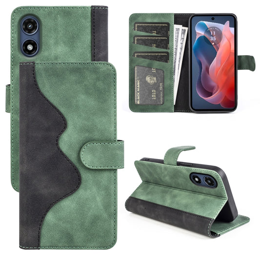 For Motorola Moto G Play 2024 Stitching Horizontal Flip Leather Phone Case(Green) - Motorola Cases by buy2fix | Online Shopping UK | buy2fix