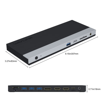 Wavlink UMD05 Display Port HDMI Port RJ45 Ethernet Triple Display MST Laptop Docking Station, Plug:US Plug -  by WAVLINK | Online Shopping UK | buy2fix