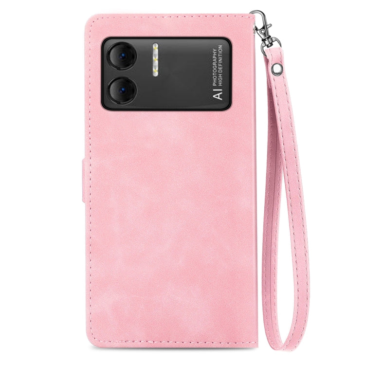 For DOOGEE X98 Pro / X98 Embossed Flower Zipper Leather Phone Case(Pink) - Doogee Cases by buy2fix | Online Shopping UK | buy2fix