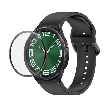 For Samsung Galaxy Watch6 Classic 43mm JUNSUNMAY Silicone Adjustable Strap + Full Coverage PMMA Screen Protector Kit(Black) - Watch Bands by JUNSUNMAY | Online Shopping UK | buy2fix