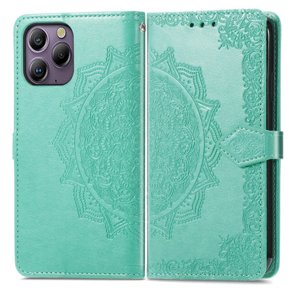 For Blackview A96 Mandala Flower Embossed Leather Phone Case(Green) - More Brand by buy2fix | Online Shopping UK | buy2fix