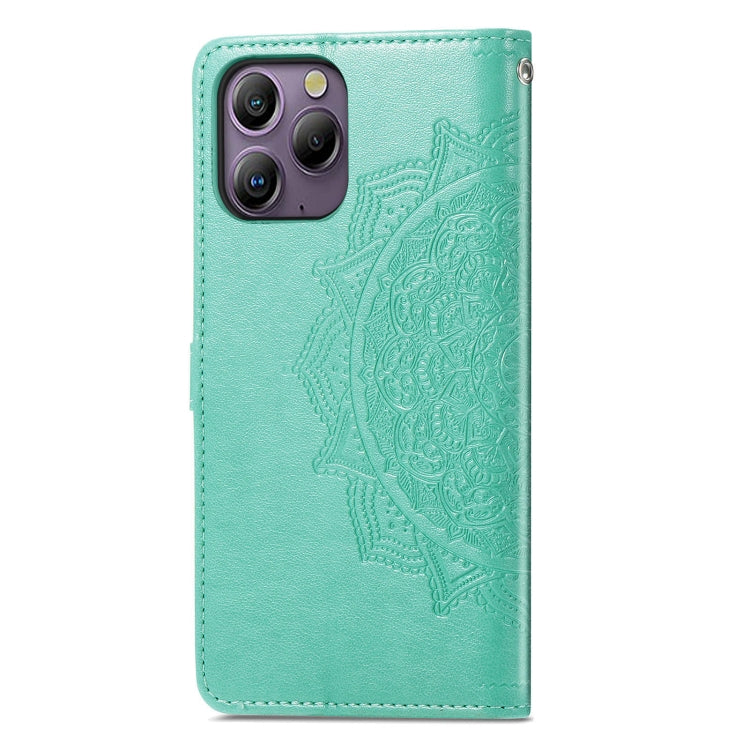 For Blackview A96 Mandala Flower Embossed Leather Phone Case(Green) - More Brand by buy2fix | Online Shopping UK | buy2fix