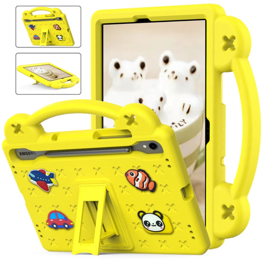 For Samsung Galaxy Tab S9 X710/X716B Handle Kickstand Children EVA Shockproof Tablet Case(Yellow) - Galaxy Tab S9 Cases by buy2fix | Online Shopping UK | buy2fix