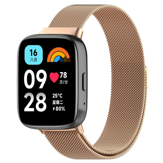 For Redmi Watch 3 Active Milan Magnetic Steel Mesh Watch Band(Rose Gold) - Watch Bands by buy2fix | Online Shopping UK | buy2fix