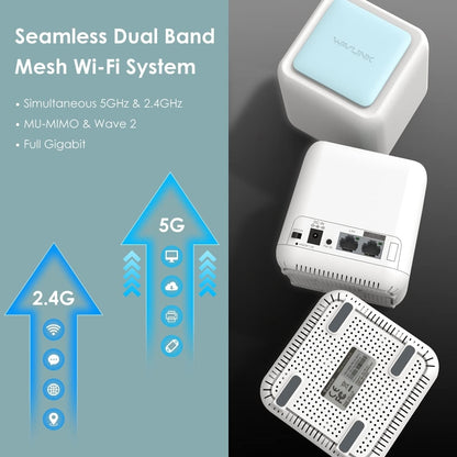 WAVLINK WN535M3 For Home Office 3pcs Mesh Wireless Router AC1200 Dual Band WiFi Signal Booster, Plug:AU Plug - Wireless Routers by WAVLINK | Online Shopping UK | buy2fix