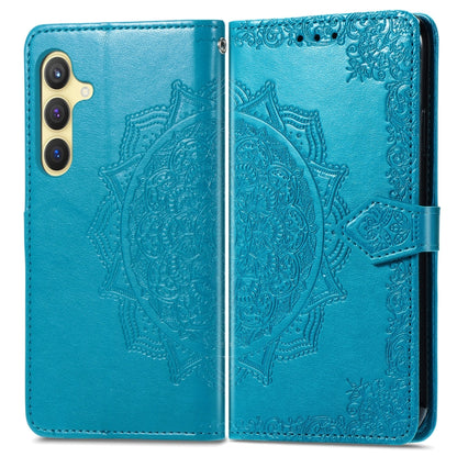For Samsung Galaxy S24+ 5G Mandala Flower Embossed Leather Phone Case(Blue) - Galaxy S24+ 5G Cases by buy2fix | Online Shopping UK | buy2fix