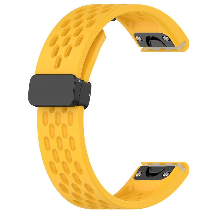 For Garmin Epix Pro 51mm Quick Release Holes Magnetic Buckle Silicone Watch Band(Yellow) - Watch Bands by buy2fix | Online Shopping UK | buy2fix