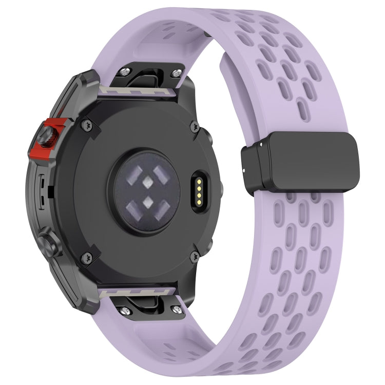 For Garmin Tactix 7 / Tactix DELTA Quick Release Holes Magnetic Buckle Silicone Watch Band(Purple) - Watch Bands by buy2fix | Online Shopping UK | buy2fix