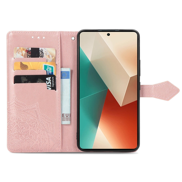 For Xiaomi Redmi Note 13 Pro Mandala Flower Embossed Leather Phone Case(Rose Gold) - Note 13 Pro Cases by buy2fix | Online Shopping UK | buy2fix