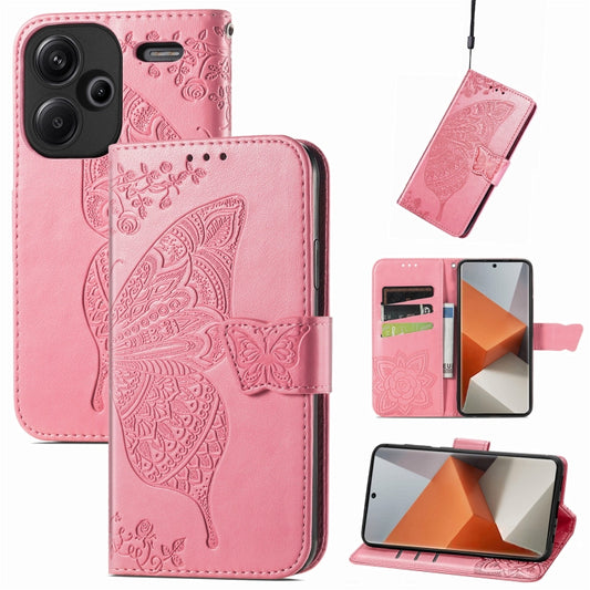 For Xiaomi Redmi Note 13 Pro+ Butterfly Love Flower Embossed Leather Phone Case(Pink) - Note 13 Pro+ Cases by buy2fix | Online Shopping UK | buy2fix