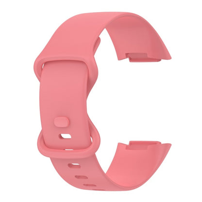 For Fitbit Charge 6 Solid Color Butterfly Buckle Silicone Watch Band, Size:L Size(Pink) - Watch Bands by buy2fix | Online Shopping UK | buy2fix
