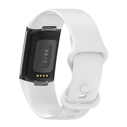 For Fitbit Charge 6 Solid Color Butterfly Buckle Silicone Watch Band, Size:S Size(White) - Watch Bands by buy2fix | Online Shopping UK | buy2fix