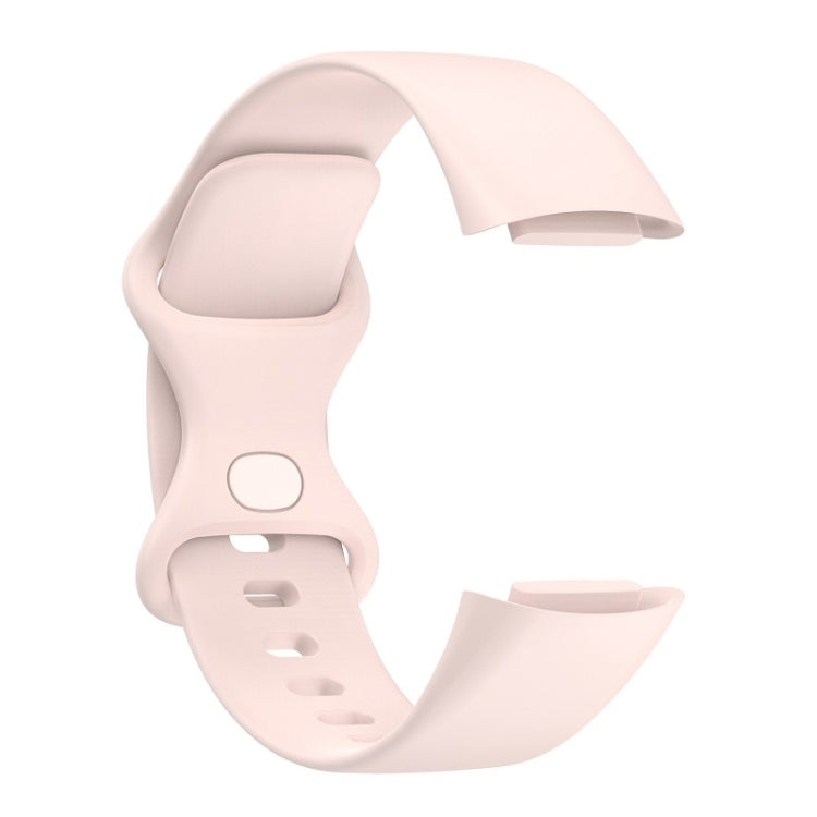 For Fitbit Charge 6 Solid Color Butterfly Buckle Silicone Watch Band, Size:S Size(Light Pink) - Watch Bands by buy2fix | Online Shopping UK | buy2fix