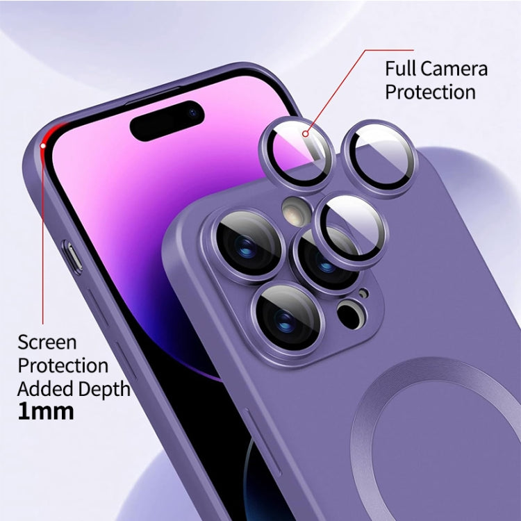 For iPhone 15 Pro ENKAY MagSafe Matte TPU Phone Case with Lens Film & Screen Glass Film(Purple) - iPhone 15 Pro Cases by ENKAY | Online Shopping UK | buy2fix