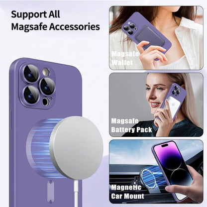 For iPhone 15 Pro ENKAY MagSafe Matte TPU Phone Case with Lens Film & Screen Glass Film(Purple) - iPhone 15 Pro Cases by ENKAY | Online Shopping UK | buy2fix