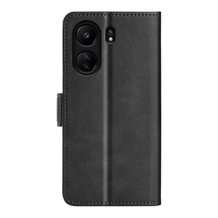 For Xiaomi Redmi Note 13C Dual-side Magnetic Buckle Horizontal Flip Leather Phone Case(Black) - 13C Cases by buy2fix | Online Shopping UK | buy2fix