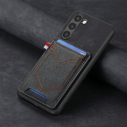 For Samsung Galaxy S25 Ultra 5G Denim Texture Leather Skin Phone Case with Card Slot(Black) - Galaxy S25 Ultra 5G Cases by buy2fix | Online Shopping UK | buy2fix