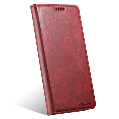 For iPhone 15 Pro Max Suteni J02 Oil Wax Wallet Leather Phone Case(Red) - iPhone 15 Pro Max Cases by Suteni | Online Shopping UK | buy2fix