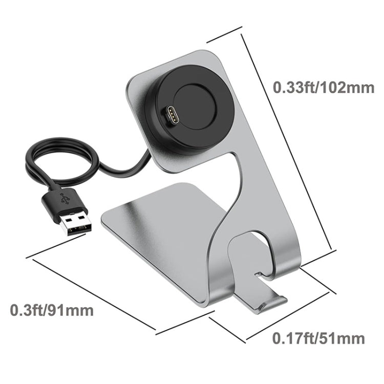 JUNSUNMAY For Garmin Venu 3 / Venu 3S USB Port Aluminum Alloy Watch Charger Holder, Length: 1.5m(Grey) - Charger by JUNSUNMAY | Online Shopping UK | buy2fix