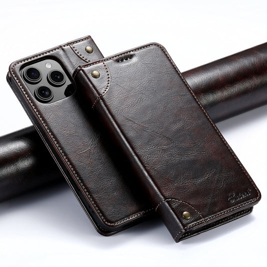 For iPhone 16 Pro Suteni Baroque Calf Texture Buckle Wallet Leather Phone Case(Brown) - iPhone 16 Pro Cases by Suteni | Online Shopping UK | buy2fix