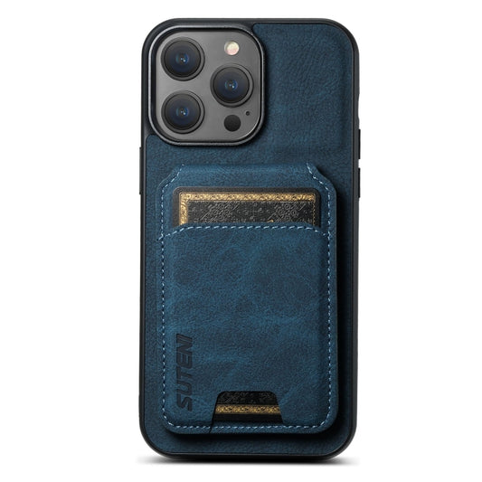 For iPhone 16 Pro Max Suteni H02 Litchi Leather Card Wallet Stand Back Phone Case(Blue) - iPhone 16 Pro Max Cases by Suteni | Online Shopping UK | buy2fix