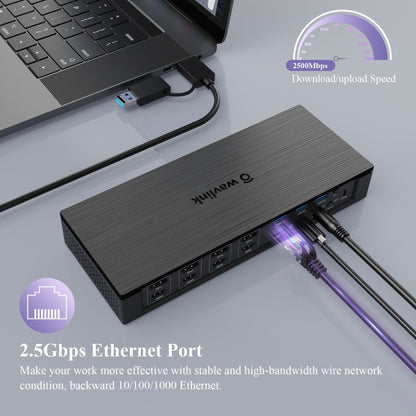 WAVLINK UG69PD10 1 to 4 Screens 4K/5K AV Transfer USB-C to HD Type-C Docking Station Hub, Plug:US Plug - USB HUB by WAVLINK | Online Shopping UK | buy2fix
