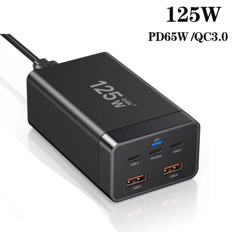 GAN 125W PD65W Dual Type-C + QC3.0 USB Multi Compatible Notebook Adapter US Plug - Cable & Adapter by buy2fix | Online Shopping UK | buy2fix