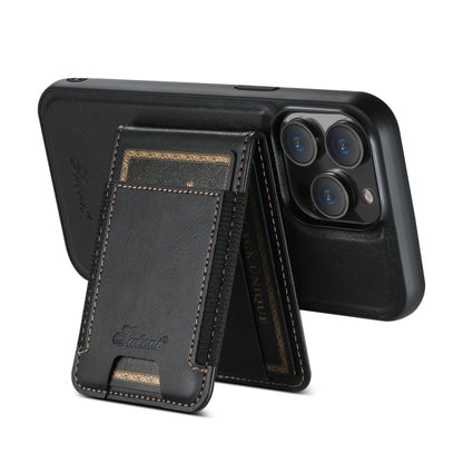 For iPhone 14 Suteni H17 Oil Eax Leather MagSafe Detachable Wallet Phone Case(Black) - iPhone 14 Cases by Suteni | Online Shopping UK | buy2fix