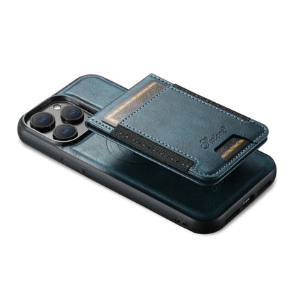 For iPhone 12  Suteni H17 Oil Eax Leather MagSafe Detachable Wallet Phone Case(Blue) - iPhone 12 / 12 Pro Cases by Suteni | Online Shopping UK | buy2fix