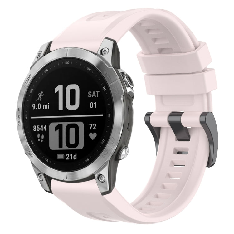 For Garmin Fenix 7 Pro Solid Color Black Buckle Silicone Quick Release Watch Band(Pink) - Watch Bands by buy2fix | Online Shopping UK | buy2fix