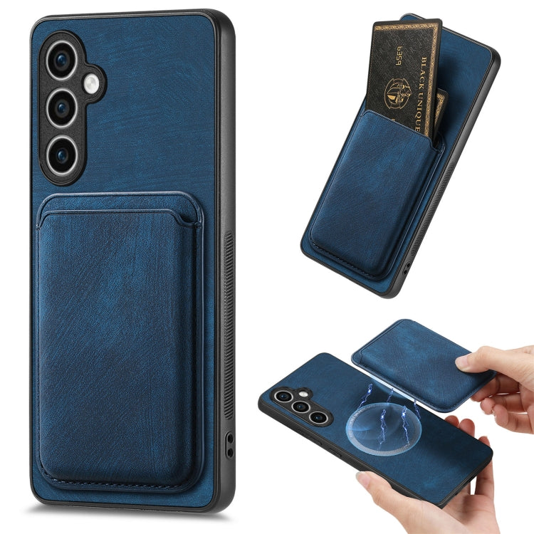 For Samsung Galaxy S23 FE 5G Retro Leather Card Bag Magnetic Phone Case(Blue) - Galaxy S23 FE 5G Cases by buy2fix | Online Shopping UK | buy2fix