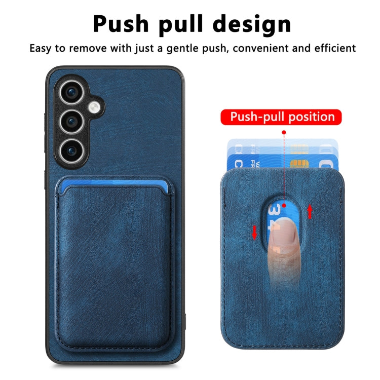 For Samsung Galaxy S23 FE 5G Retro Leather Card Bag Magnetic Phone Case(Blue) - Galaxy S23 FE 5G Cases by buy2fix | Online Shopping UK | buy2fix