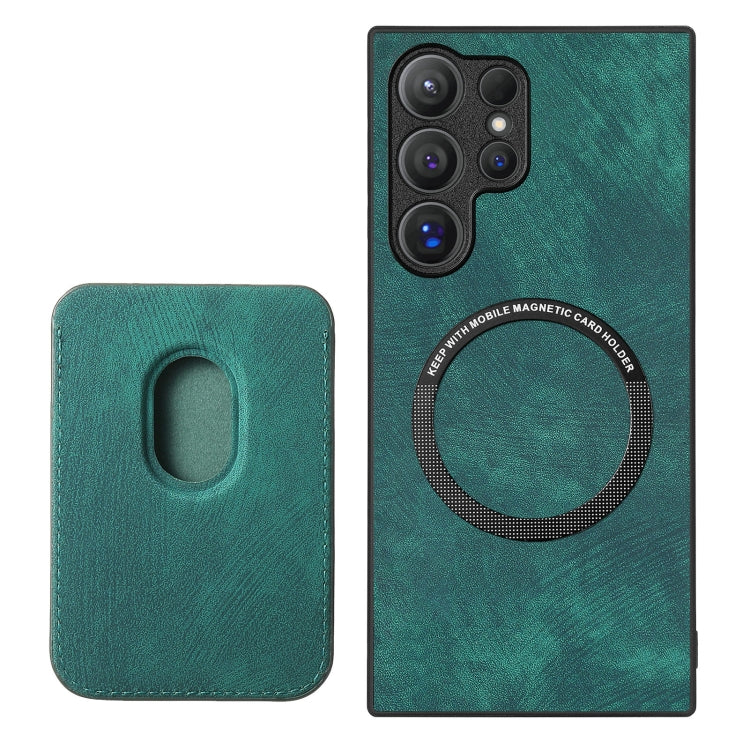 For Samsung Galaxy S25 Ultra 5G Retro Leather Card Bag Magnetic Phone Case(Green) - Galaxy S25 Ultra 5G Cases by buy2fix | Online Shopping UK | buy2fix