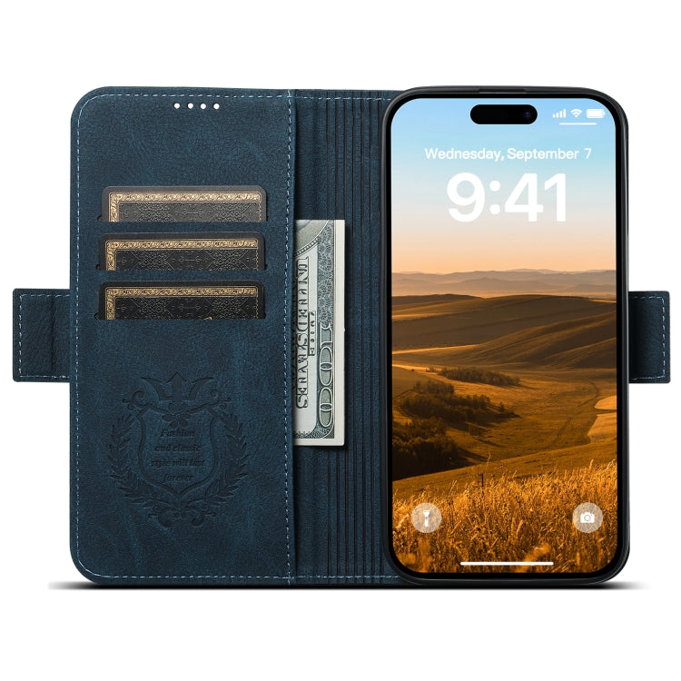 For iPhone 15 Pro Max SUTENI J07 Multifunctional Horizontal Flip Magsafe Leather Phone Case(Blue) - iPhone 15 Pro Max Cases by Suteni | Online Shopping UK | buy2fix