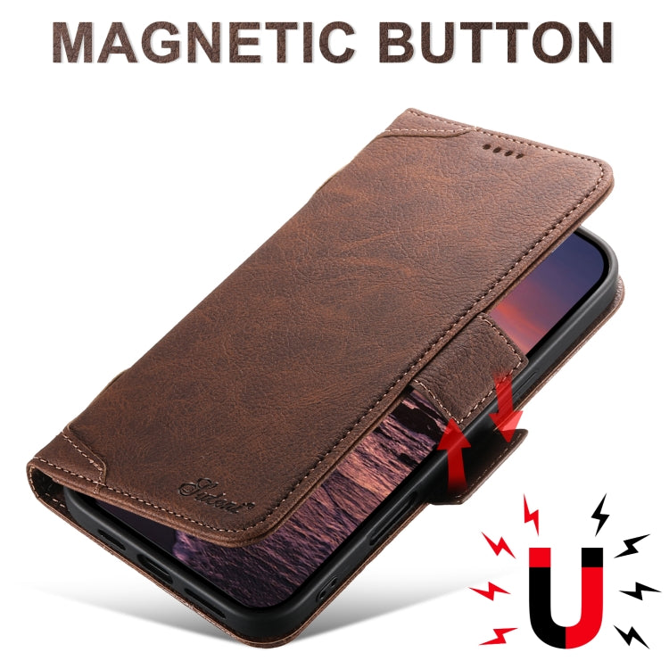 For iPhone 16 Pro SUTENI J07 Multifunctional Horizontal Flip Magsafe Leather Phone Case(Brown) - iPhone 16 Pro Cases by Suteni | Online Shopping UK | buy2fix