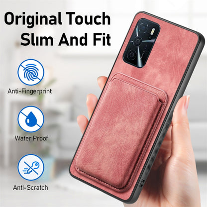 For OPPO A58 4G Retro Leather Card Bag Magnetic Phone Case(Pink) - OPPO Cases by buy2fix | Online Shopping UK | buy2fix