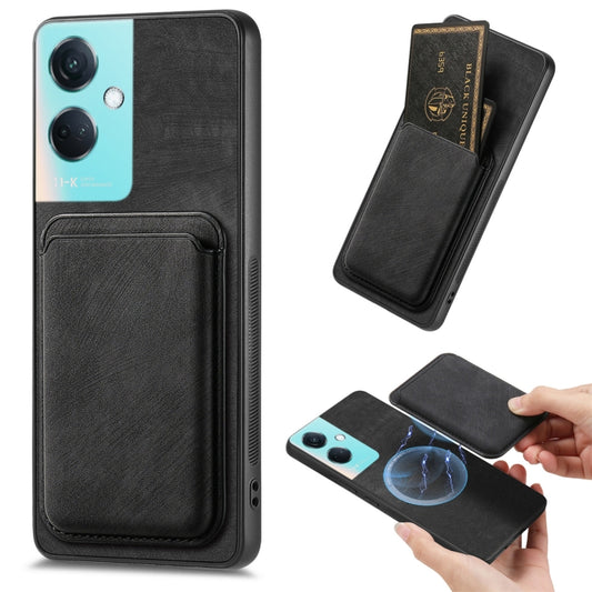 For OPPO K11 5G Retro Leather Card Bag Magnetic Phone Case(Black) - OPPO Cases by buy2fix | Online Shopping UK | buy2fix