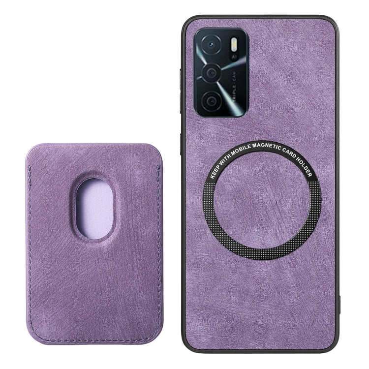 For OPPO A57 4G Retro Leather Card Bag Magnetic Phone Case(Purple) - OPPO Cases by buy2fix | Online Shopping UK | buy2fix