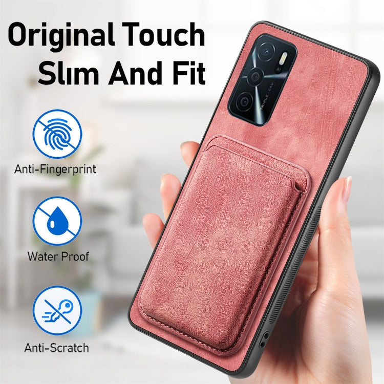 For OPPO A16K Retro Leather Card Bag Magnetic Phone Case(Pink) - OPPO Cases by buy2fix | Online Shopping UK | buy2fix