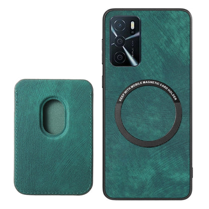 For OPPO Reno6 Pro+ Retro Leather Card Bag Magnetic Phone Case(Green) - OPPO Cases by buy2fix | Online Shopping UK | buy2fix