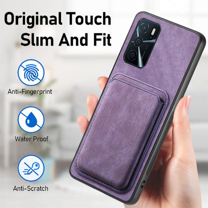 For OPPO A7/A12 Retro Leather Card Bag Magnetic Phone Case(Purple) - OPPO Cases by buy2fix | Online Shopping UK | buy2fix