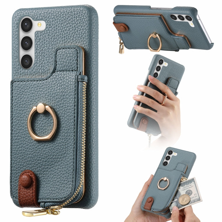 For Samsung Galaxy S23 5G Litchi Leather Oil Edge Ring Zipper Wallet Back Phone Case(Blue) - Galaxy S23 5G Cases by buy2fix | Online Shopping UK | buy2fix