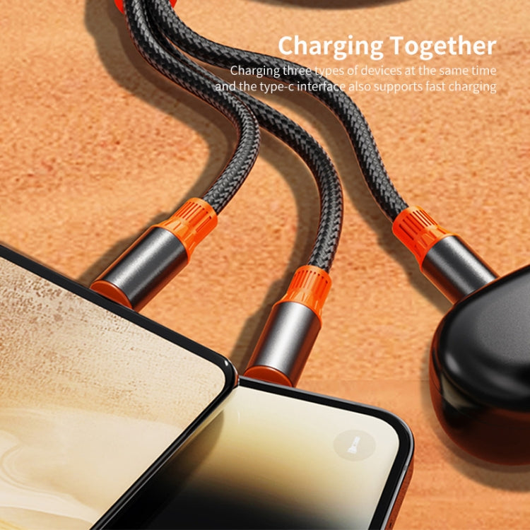 ENKAY 6-in-1 5A USB + Type-C to Type-C / 8 Pin / Micro USB Multifunction Fast Charging Cable, Length:1.2m(Black Orange) - Multifunction Cable by ENKAY | Online Shopping UK | buy2fix